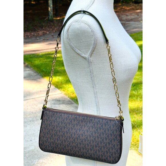 Michael Kors Meadow Green Empire Contrast Medium Chain Pouchette Shoulder Bag - Picture 3 of 16